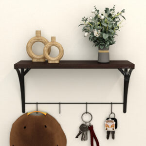 প্রিমিয়াম ওয়াল শেলফ — 2টি মেটাল হুকসহ স্টাইলিশ মাল্টিপারপাস ডেকর শেলফ